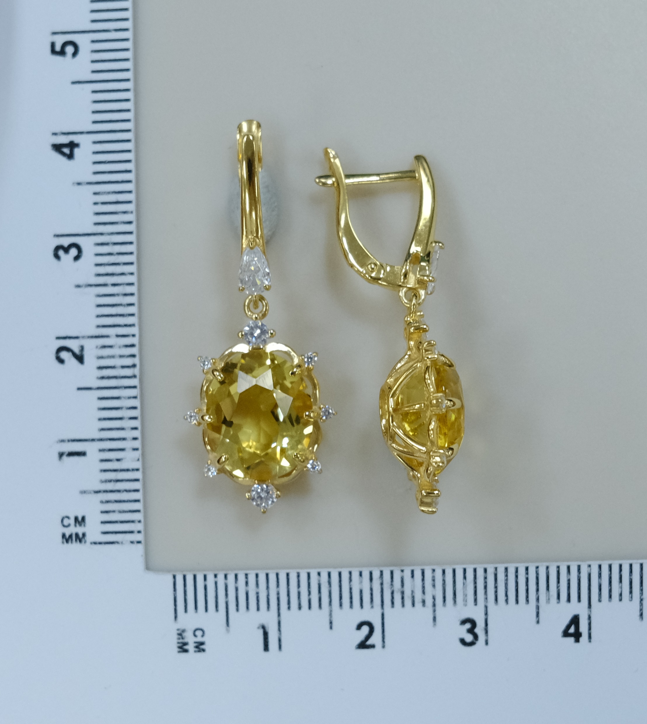 Серебряные серьги с цитринами